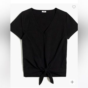 J. Crew Black Textured V-neck tie-front tee Size Medium